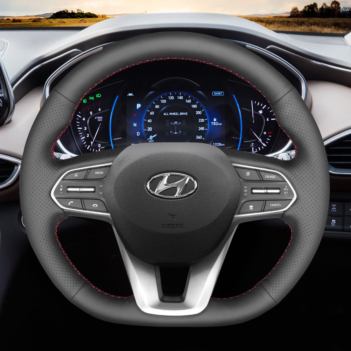 Loncky Auto Custom Fit OEM Black Genuine Leather Car Steering Wheel